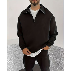 Men's Women's Oversized Half Zip Sweatshirt Custom Logo Plain Fleece Pullover <b>Mock</b> <b>Neck</b> Streetwear Cotton Tracksuit <b>Top</b> - Product Image 4