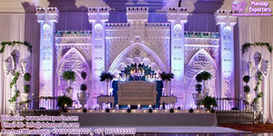 Comprar Marco de escenario de boda de fibra grande magnífica decoración de escenario de recepción de boda india decoración de escenario de recepción moderna India - Product Image 6