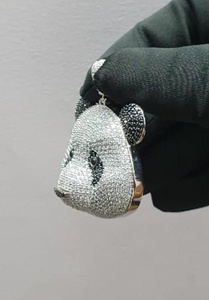 Pendentif Visage de Panda Adorable en Argent 925 avec Moissanite Micro-Pavée, Breloque Thème Dessin Animé, Bijou Unisexe Idéal pour Cadeau - Product Image 6