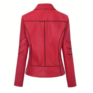 Chaqueta de cuero al por mayor para mujer, chaqueta de cuero genuino, tallas grandes, tops de cuero sintético, chaquetas ligeras y transpirables para mujer - Product Image 2