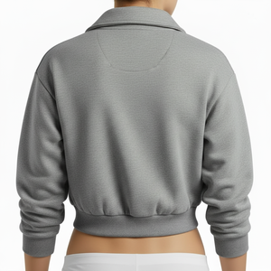Sweat à capuche de haute qualité personnalisé pour femme, pull à fermeture éclair, manches longues, coton doux, crop top, sweat à capuche de sport pour la course à pied - Product Image 2