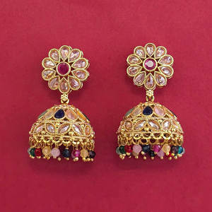 Handmade Jewellery In India Antique Jhumki with Gold Plating 233103 - Product Image 4
