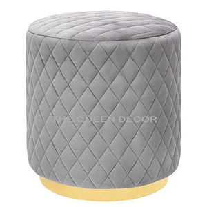 Muebles de Lujo, Taburete Otomano Cuadrado de Acero Inoxidable con Tela Marrón, Accesorios para el Hogar, Otros Artículos de Decoración - Product Image 2