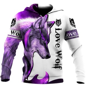 Sweat-shirt unisexe à capuche tendance, motif animal Loup Chasseur Tatouage, impression 3D par sublimation, camouflage, 100% coton molletonné, hiver, dernière collection - Product Image 2