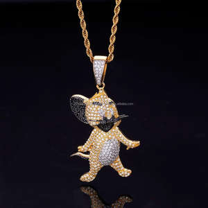 Personaje de dibujos animados hecho a medida colgante 925 Plata Iced VVS laboratorio crecido diamante rodio Hip Hop fiesta joyería accesorio - Product Image 1