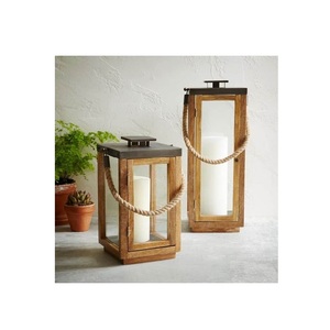 Wooden Candle Lantern for Home Decor Farmhouse Style Wedding Centerpieces Seasonal Displays <b>Fireplace</b> <b>Mantel</b> and Table Accents - Product Image 5