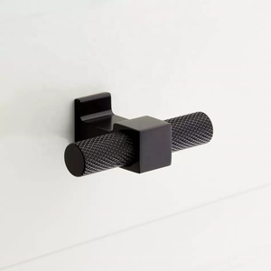 Bouton de meuble de bar en T texturé en nickel satiné design moderne et durable idéal pour les armoires de cuisine et les tiroirs de commode - Product Image 1
