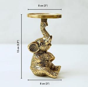 <b>Elephant</b> Shape Metal Candle Stand Gold Color Home <b>Decoration</b> Heat Resistant Cylindrical Candle Holder - Product Image 2