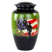 Urne funéraire en métal noir avec drapeau américain et aigle, taille adulte, design personnalisable, urne commémorative décorative pour cendres humaines