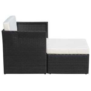 Poly Rattan nero sedia da giardino con sgabello per mobili da esterno - Product Image 5