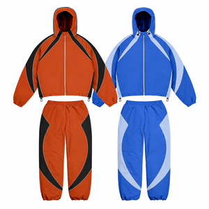 Unisex Custom Screen Printed 2 Piece <b>Trouser</b> <b>and</b> Hood <b>Jacket</b> Water Proof PU 100% Nylon Panels Work Windbreaker Tracksuit - Product Image 6