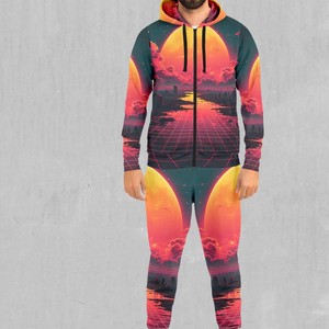 Conjunto Deportivo Unisex con Capucha, Manga Larga, Estampado, 100% Poliéster, Transpirable, Estilo Urbano, Corte Regular, Cierre de Cremallera, Casual de Primavera - Product Image 5