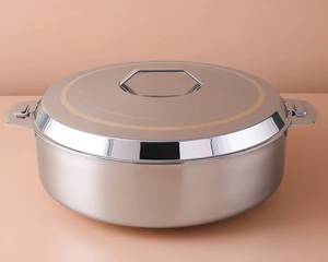 Plat de service de luxe en acier inoxydable martelé, fait main, avec poignée effet bois, chauffe-plat, réchaud de buffet, marmite à fondue - Product Image 6