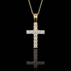 Collier pendentif croix chrétienne en argent sterling 925 plaqué or rose avec moissanite taille brillant, style hip-hop tendance, cadeau - Product Image 6