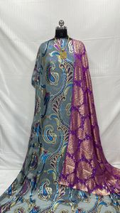 Vestido Faransawi Dirac Gogra Garbasar de Lujo, Ecológico, con Brocado Zari, Estampado Floral, Ropa Tradicional para Ocasiones Especiales, para Adultos - Product Image 3