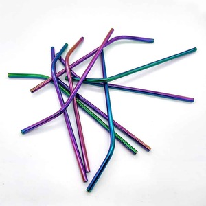 Kit de pailles réutilisables en métal, pailles droites et coudées en acier inoxydable avec outil de nettoyage - Product Image 1