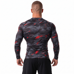 Printed Long Sleeve <b>Compression</b> <b>Shirt</b> <b>Men</b> Breathable Workout Rashguard Quick Dry Training <b>Compression</b> Top <b>Men</b> Muscle Fit Rash Te - Product Image 4