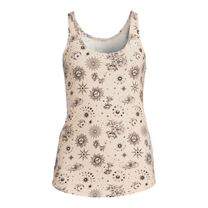 Débardeur tricoté imprimé beige tendance pour femme, col rond, décontracté, respirant, écologique, longueur standard, 100 % coton - Product Image 3