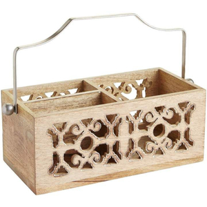 Wholesale Exporter Manufacturer Customized Design Wooden Serving Caddy Brown Colored Wood Caddy Bulk Supplies From India - Product Image 2