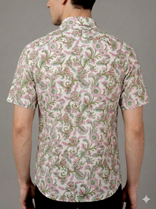 Camisa Casual de Manga Corta para Hombre, Estampada con Diseño Floral, Cuello Clásico, Tejido Popelín - Product Image 5