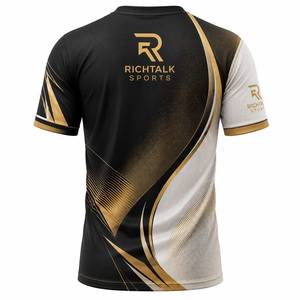 Men's Short Sleeve <b>Geometric</b> Print T-<b>Shirt</b> Black Gold Quick Dry Regular Fit O-Neck Knitted Polyester - Product Image 2