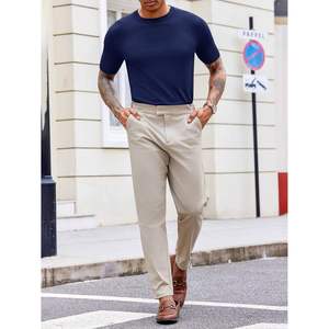 2025 hommes coupe ajustée à manches courtes pull col rond basique pull t-shirt hauts motif imprimé décontracté Stretch cachemire tricot T - Product Image 5