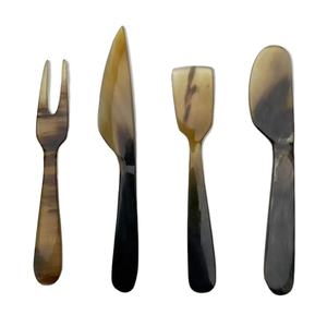 Ensemble de couverts en corne de style italien, facile à nettoyer, ensemble de cuillères personnalisées, fourchette et spatule en corne véritable pour hôtels et restaurants - Product Image 1
