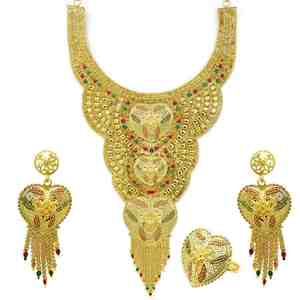 Wholesale Brass Fashion Jewelry 14K18K24K Micron Gold Plated Dubai Style Heavy Bridal <b>Long</b> <b>Necklaces</b> Set Traditional Jewelry Set - Product Image 1