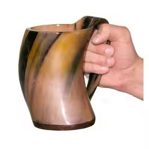 Auténtico Jarro Vikingo de Cuerno de Búfalo, Ideal para Beber, 100% Seguro para Alimentos, Disponible a Bajo Precio - Product Image 1