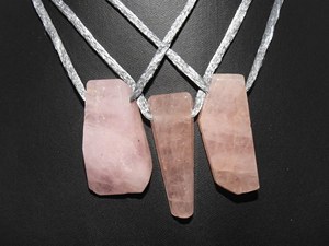 Natural Rose Quartz Sideways <b>Drill</b> Pendant - Smooth Polished Fancy Shape Loose Gemstone for Jewelry Making - 3MM Large Hole <b>Pink</b> - Product Image 1