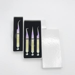 Outils professionnels pour cils de luxe, pinces à extensions de cils en argent ombré, logo personnalisé, acier inoxydable durable, revêtement en poudre - Product Image 5