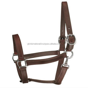 Cabestro de caballo de cuero de brida inglés clásico hecho a mano de alta calidad en tamaños de mazorca completos con relleno y costuras duraderas - Product Image 4