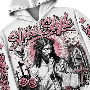 Custom Men White <b>Zip</b> Up Hoodie Pink Graphic Print Streetwear Casual Fashion <b>Hooded</b> Sweatshirt Long Sleeve For Unisex Wear - Product Image 3