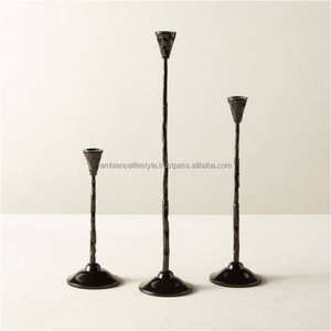 Best Quality Designer Iron <b>Taper</b> <b>Candle</b> Stand Elegant Black Indoor Outdoor Silver Lantern Wedding Christmas Home Decor Wood - Product Image 3