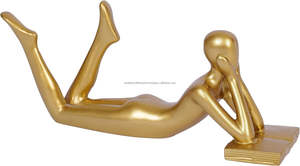 Estatua de pensador decorativa para el hogar moderno superventas, ambiente dorado para sala de estar, oficina, escritorio, abstracto de aluminio - Product Image 2