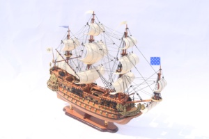 Modèle de bateau à voile en bois fait main - Navire français du XVIIe siècle, modèle réduit, décoration pour la maison ou le bureau, Le Soleil Royal - Product Image 2