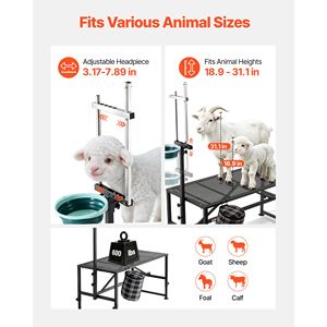 Soporte de ordeño para cabras de alta resistencia, capacidad de 600 lb, con comedero, cabezal ajustable, cesta para herramientas y poste de engrosamiento - Product Image 3