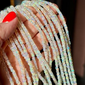 Natural Ethiopian Opal Smooth Rondelle Beads 3mm 16 Inches AAA Welo Opal Center <b>Drilled</b> Strands for Jewelry Making Wholesale - Product Image 4