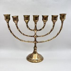 Brass Menorah 9 Arms Candelabra Religious Candle Holder Durable Gold Finish Tabletop <b>Decor</b> Wedding <b>Decoration</b> <b>Table</b> Accessories - Product Image 5