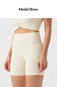 Women Recyclable Nylon Ribbed Yoga Short Ribbed Yoga Short Shorts Recycled Nylon Seamless Running <b>Tights</b> Solid Breathable - Product Image 3