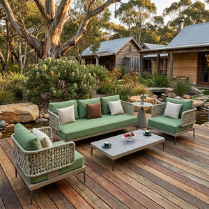Ensemble <span class=keywords><strong>de</strong></span> <span class=keywords><strong>salon</strong></span> <span class=keywords><strong>de</strong></span> <span class=keywords><strong>jardin</strong></span> moderne en aluminium, résistant aux intempéries, avec <span class=keywords><strong>table</strong></span> basse en corde tressée pour <span class=keywords><strong>jardin</strong></span>, Australie - Product Image 3