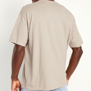T-shirt à col rond pour homme, manches courtes, 100% coton, couleur unie, coupe décontractée, jersey tricoté, teinture unie - Product Image 5
