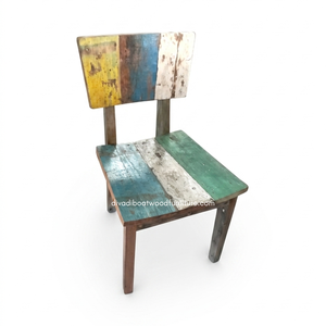 Chaise de salle à manger rustique artisanale et durable en bois de bateau recyclé, couleur naturelle, écologique, pour mobilier de villas, maisons de vacances et hôtels. - Product Image 3