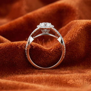 925 Sterling Silver Round Cut Halo Engagement <b>Ring</b> Women Twisted <b>Split</b> Shank Pave Band American Diamond CZ Wedding <b>Ring</b> - Product Image 3