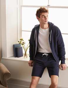 Pantalones cortos tipo bermuda de algodón azul marino para hombre con cintura con cordón y bolsillos, estilo casual, corte de tiro medio - Product Image 2