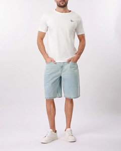 Shorts Bermuda en jean pour homme, taille mi-haute, couleur unie, coton, streetwear, décontracté, braguette boutonnée, délavage clair, poches, respirant, pour l'été - Product Image 1