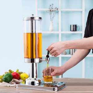 Dual Ice Cylinder 3L Stainless Steel Beverage Dispenser Durable Hot Cold <b>Water</b> <b>Jug</b> for Tea Juice Co-Premium Drink Container - Product Image 1