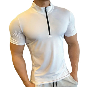 Men's <b>White</b> Long Sleeve Zipper Sporty Casual Shirt Quick Dry Knitted Polyester Dot Pattern Summer Wear - Product Image 3