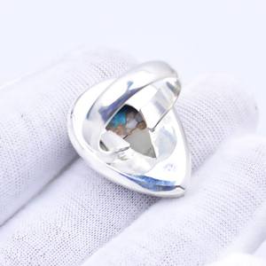 Oyster Turquoise <b>Ring</b> Teardrop Gemstone 925 Sterling Silver Handmade Boho Jewelry Natural Stone <b>Ring</b> For Women - Product Image 6