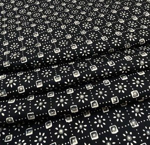 Eco-Friendly Black Hand Block Printed Cotton Fabric Traditional Geometric Sanganeri Print Dress <b>Material</b> <b>Sewing</b> Textile <b>for</b> Boys - Product Image 4